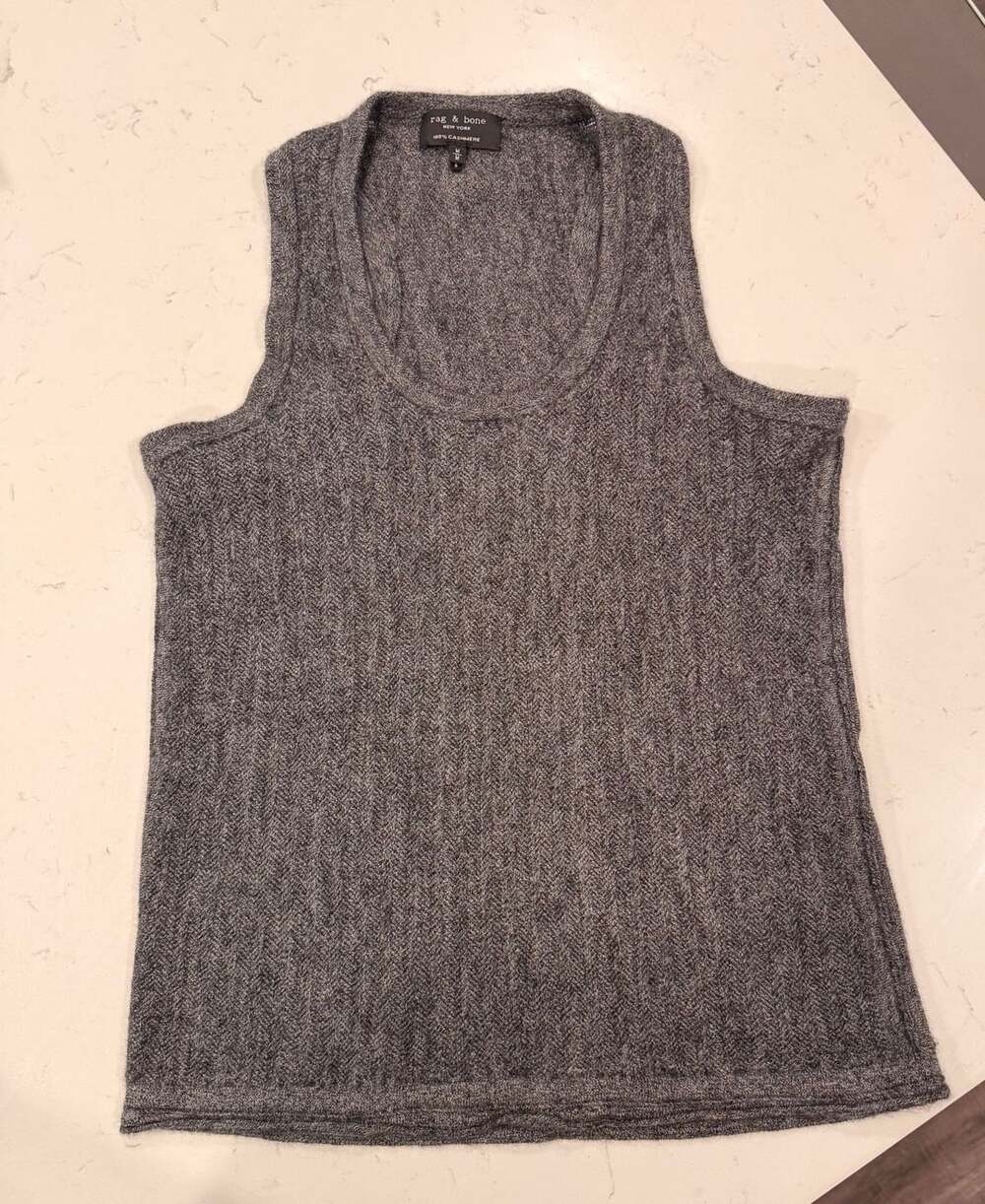 Rag & Bone Cashmere Tank Top Size M Gray Knit Sleeveless